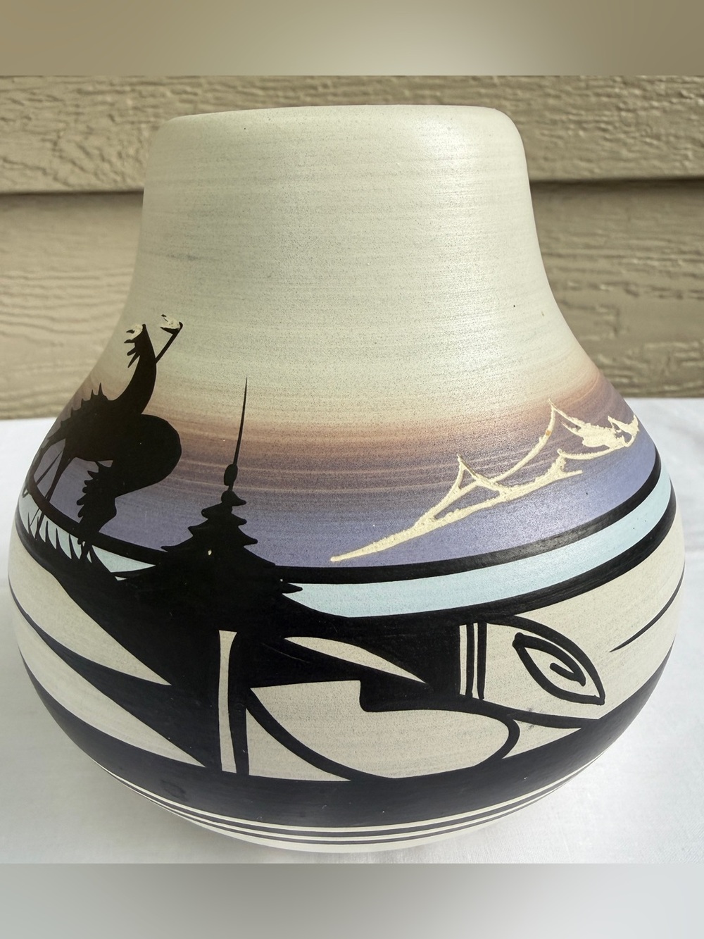 Native American Hand Painted Pottery Cowboy Horse Vase Signed Randy Navajo 6” - Picture 4 of 11